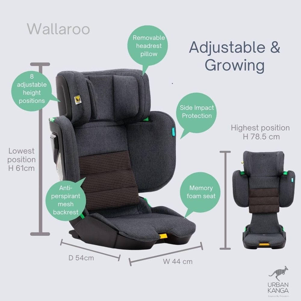 Hopfällbar bilbarnstol - Wallaroo 2.0 Car Seat Black Quilt