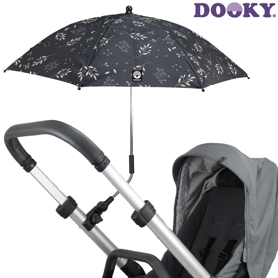 Parasoll till barnvagn - Dooky Black Leaves